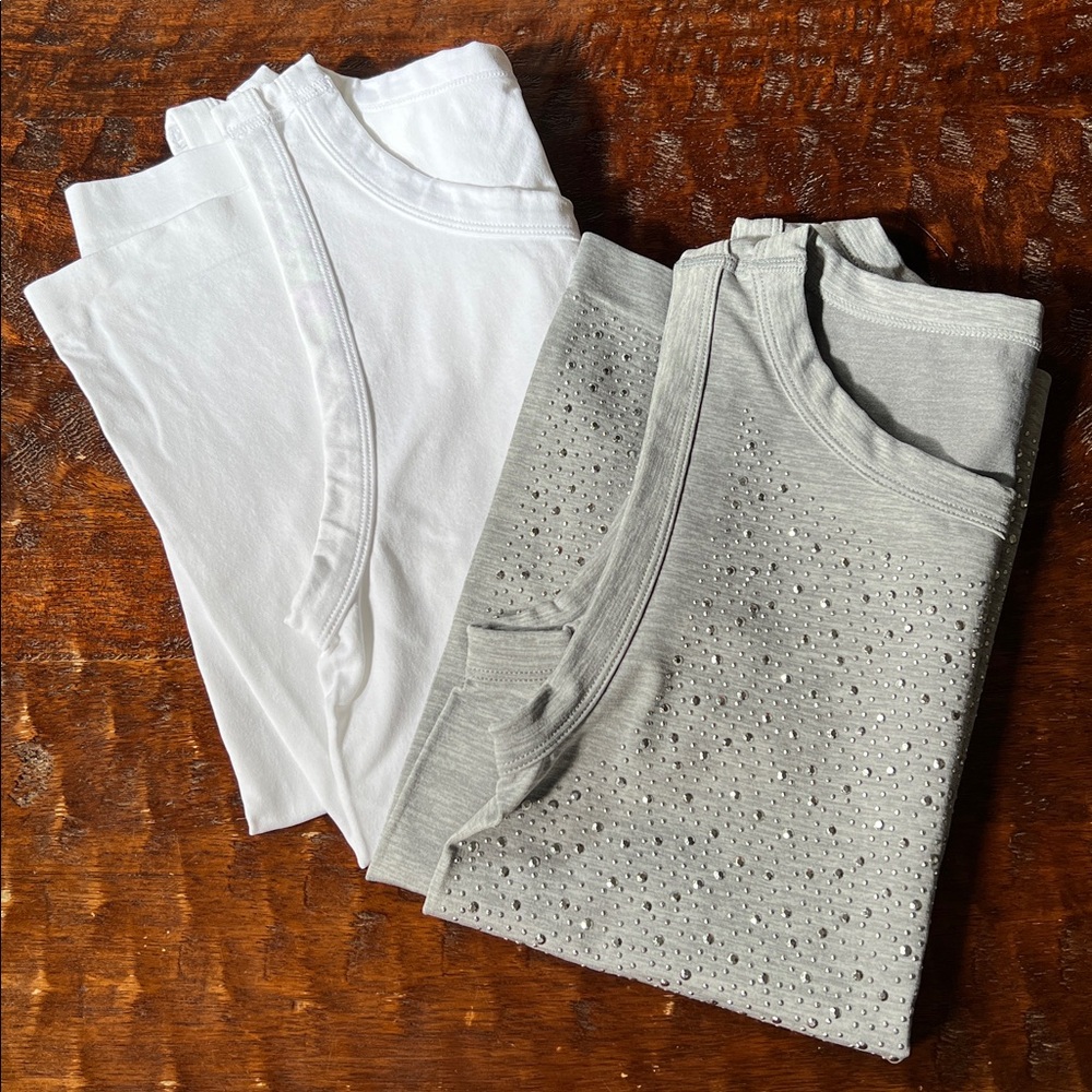 Lot of 2 New York Laundry Stretch Tank Sleeveless Layering Tops Grey/White S/M